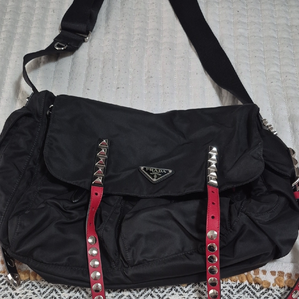 Prada Black Crossbody Bag with Red Accents